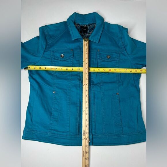 Women's Bonita Solid Teal Pockets Button Up Long Sleeve Jacket Size 44EU/12 US - Picture 12 of 15